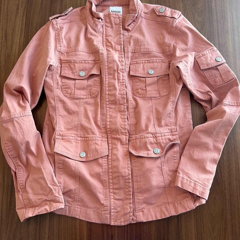 Rose-Pink Utility Jacket with Front Flap Pockets